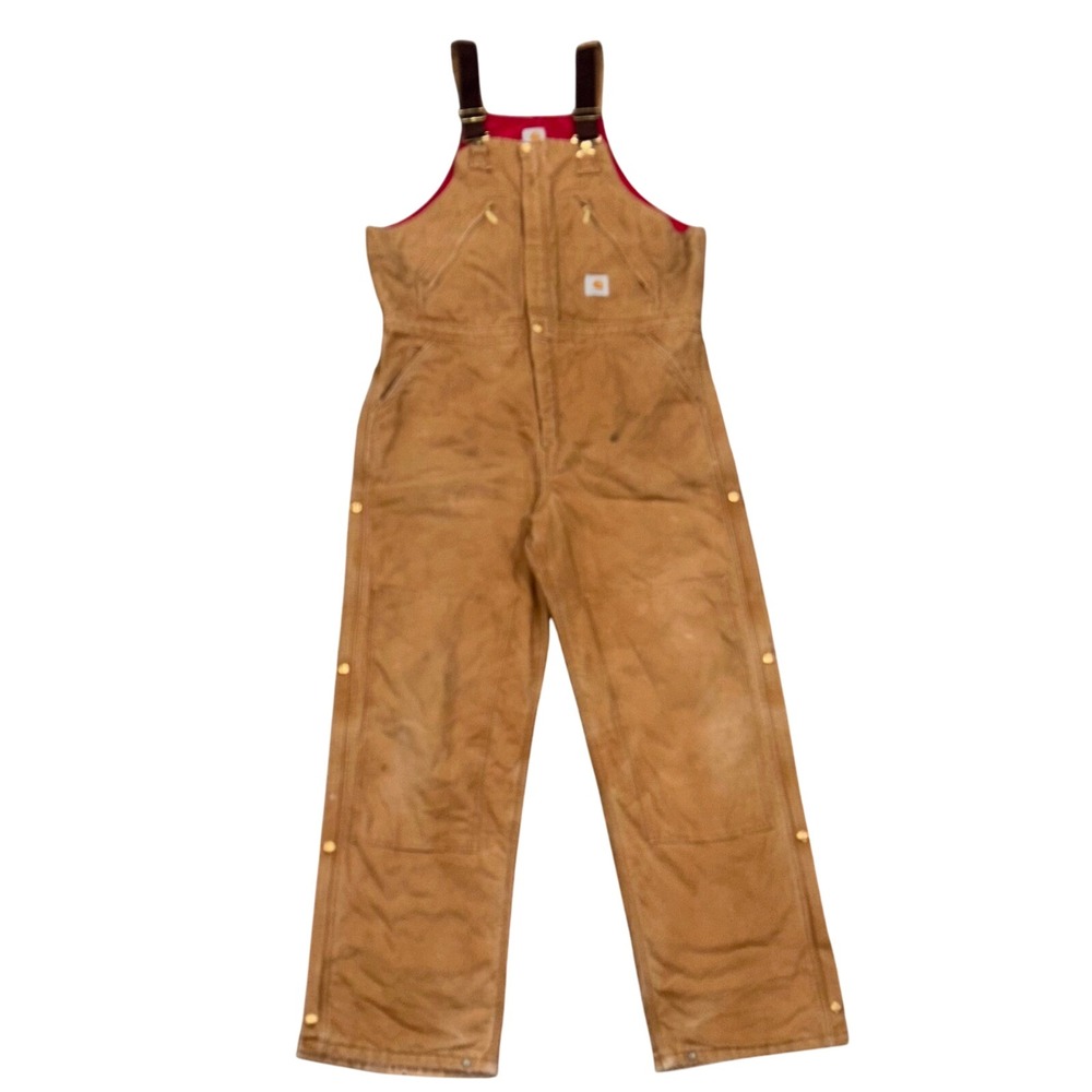 Carhartt R38 BRN Quilted Lined Bib Overalls Duck Canvas Workwear Men's 40x34‎